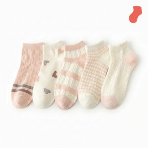 Simone Heart & Print Ankle Socks