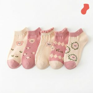 Cashmere Teddy Bear Ankle Socks – Raised Pattern