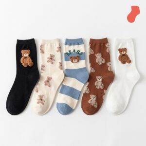 Teddy Bear Design Crew Socks