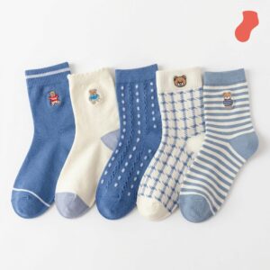 Lilac Teddy Bear Crew Socks