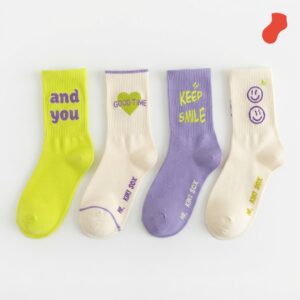 Smiley Design Long Crew Socks