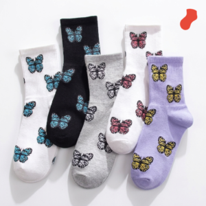 Colorful Butterfly Crew Socks