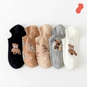 Teddy Bear No-Show Socks