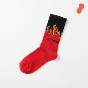 Long socks with red and black flame print