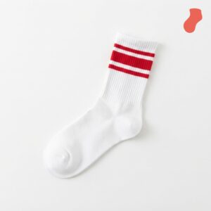 Long striped socks white and red