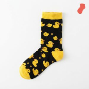 Long socks with yellow and black duck print