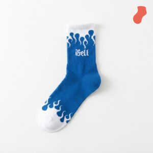 Long socks with blue flame print