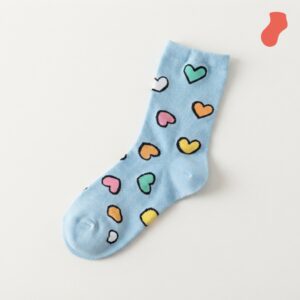 Long socks with colorful hearts print