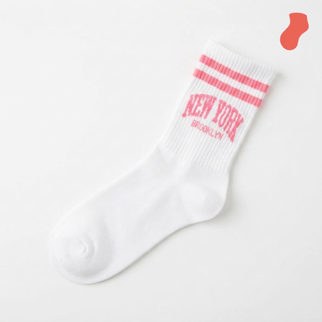 Long socks with white pink NEW YORK print