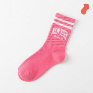 Long pink socks with NEW YORK print