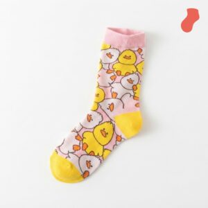 Long socks with yellow chicks print