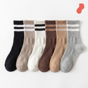 Two-Stripe Crew Socks – Dark Colors