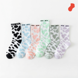 Colorful Cow Print Crew Socks